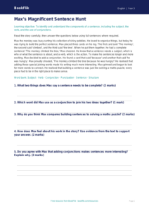 Free Sentence Structure Comprehension | Year 3 Core | BookFlik
