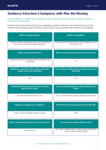 Free Sentence Structure Flashcards | Year 3 Core | BookFlik