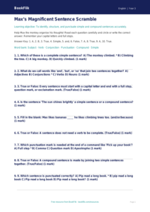 Free Sentence Structure Quiz | Year 3 Core | BookFlik