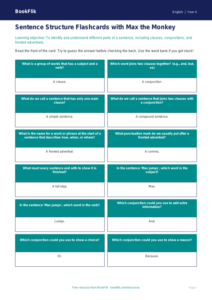 Free Sentence Structure Flashcards | Year 4 Supported | BookFlik