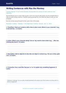 Free Sentence Structure Writing Frame | Year 4 Supported | BookFlik