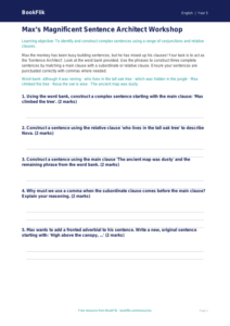 Free Sentence Structure Activity Sheet | Year 5 Core | BookFlik