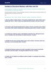 Free Sentence Structure Worksheet | Year 5 Core | BookFlik