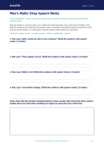 Free Speech Marks Activity Sheet | Year 4 Supported | BookFlik