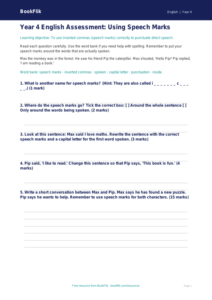 Free Speech Marks Assessment | Year 4 Supported | BookFlik