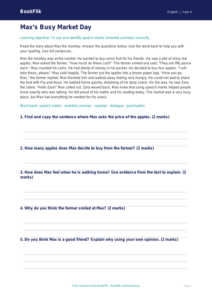 Free Speech Marks Comprehension | Year 4 Supported | BookFlik