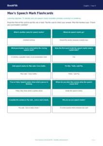 Free Speech Marks Flashcards | Year 4 Supported | BookFlik