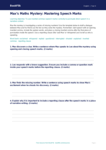 Free Speech Marks Template | Year 4 Greater Depth | BookFlik