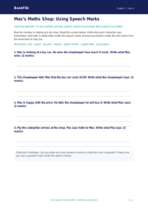 Free Speech Marks Template | Year 4 Supported | BookFlik
