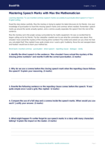 Free Speech Marks Track Sheet | Year 4 Greater Depth | BookFlik
