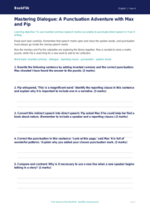 Free Speech Marks Worksheet | Year 4 Greater Depth | BookFlik