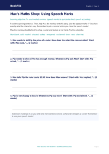 Free Speech Marks Writing Frame | Year 4 Supported | BookFlik