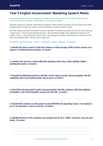 Free Speech Marks Assessment | Year 5 Core | BookFlik