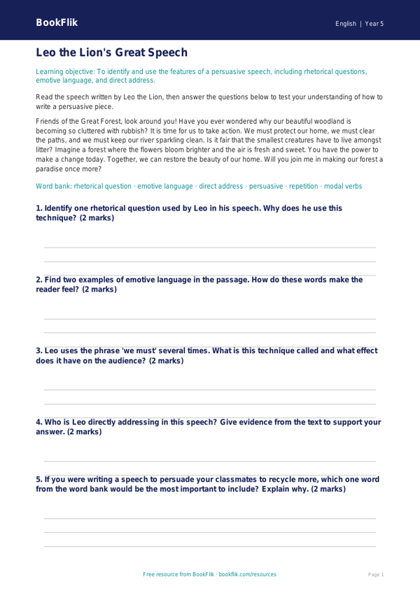 Free Speech Writing Track Sheet | Year 5 Core | BookFlik worksheet preview — English Speech Writing