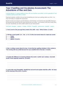 Free Spelling Assessment | Year 3 Core | BookFlik