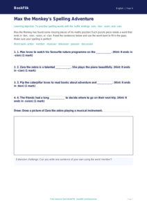 Free Spelling Activity Sheet | Year 4 Supported | BookFlik