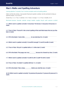Free Spelling Quiz | Year 4 Supported | BookFlik