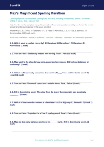Free Spelling Quiz | Year 5 Core | BookFlik