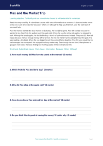 Free Subordinate Clauses Comprehension | Year 4 Supported | BookFlik