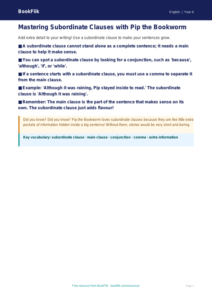Free Subordinate Clauses Poster | Year 4 Supported | BookFlik