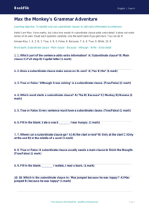 Free Subordinate Clauses Quiz | Year 4 Supported | BookFlik