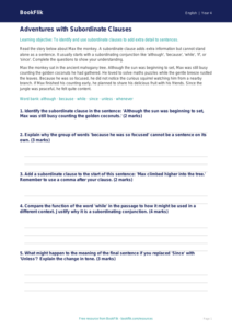Free Subordinate Clauses Track Sheet | Year 4 Greater Depth | BookFlik
