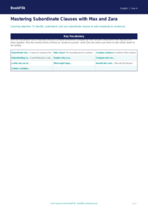 Free Subordinate Clauses Word Mat | Year 4 Greater Depth | BookFlik