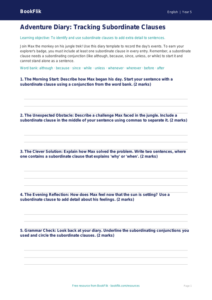 Free Subordinate Clauses Template | Year 5 Core | BookFlik