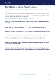 Free Verbal Reasoning Assessment | Year 4 Supported | BookFlik