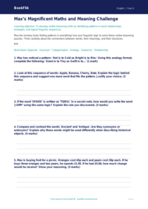 Free Verbal Reasoning Worksheet | Year 4 Greater Depth | BookFlik