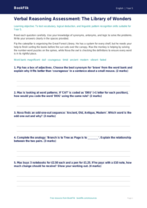 Free Verbal Reasoning Assessment | Year 5 Core | BookFlik