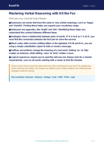 Free Verbal Reasoning Poster | Year 5 Core | BookFlik