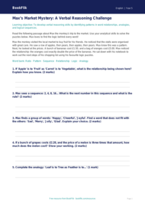 Free Verbal Reasoning Track Sheet | Year 5 Core | BookFlik