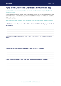 Free Vocabulary Writing Frame | Year 1 Core | BookFlik