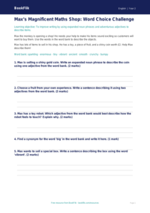 Free Vocabulary Worksheet | Year 2 Core | BookFlik