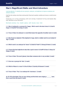 Free Vocabulary Quiz | Year 3 Core | BookFlik