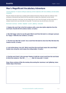 Free Vocabulary Worksheet | Year 3 Core | BookFlik