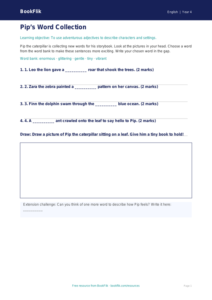 Free Vocabulary Activity Sheet | Year 4 Supported | BookFlik
