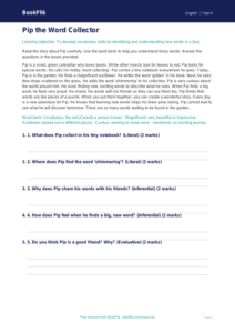 Free Vocabulary Comprehension | Year 4 Supported | BookFlik