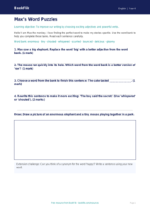Free Vocabulary Worksheet | Year 4 Supported | BookFlik