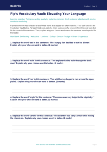 Free Vocabulary Activity Sheet | Year 5 Greater Depth | BookFlik