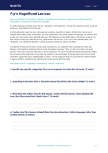 Free Vocabulary Comprehension | Year 5 Greater Depth | BookFlik