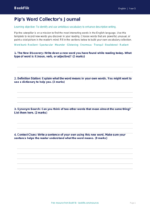 Free Vocabulary Template | Year 5 Core | BookFlik