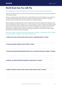 Free World Book Day Comprehension | Year 4 Supported | BookFlik