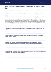 Free World Book Day Assessment | Year 5 Core | BookFlik