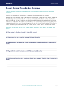 Free Animals Comprehension | Year 4 Supported | BookFlik