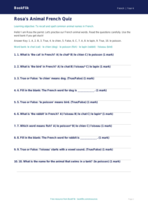 Free Animals Quiz | Year 4 Supported | BookFlik