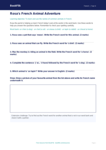 Free Animals Worksheet | Year 4 Supported | BookFlik