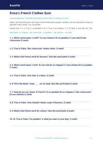 Free Clothes Quiz | Year 4 Supported | BookFlik