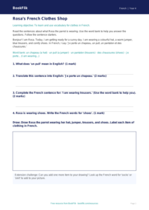Free Clothes Track Sheet | Year 4 Supported | BookFlik